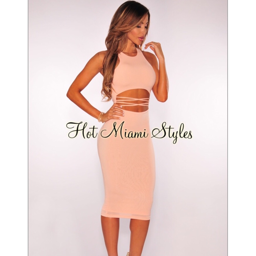 Hot Miami Styles Light Peach Dress